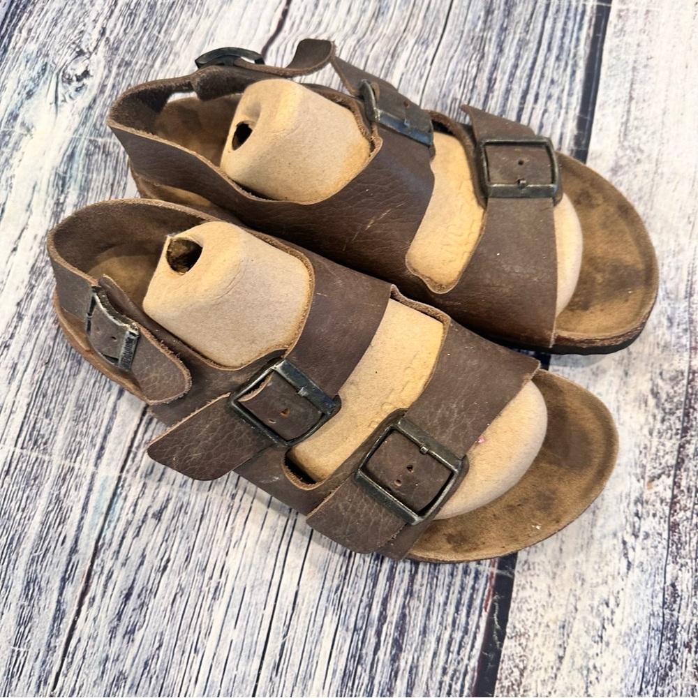 Birkenstock Betula Milano Brown Leather Sandals - Picture 2 of 9